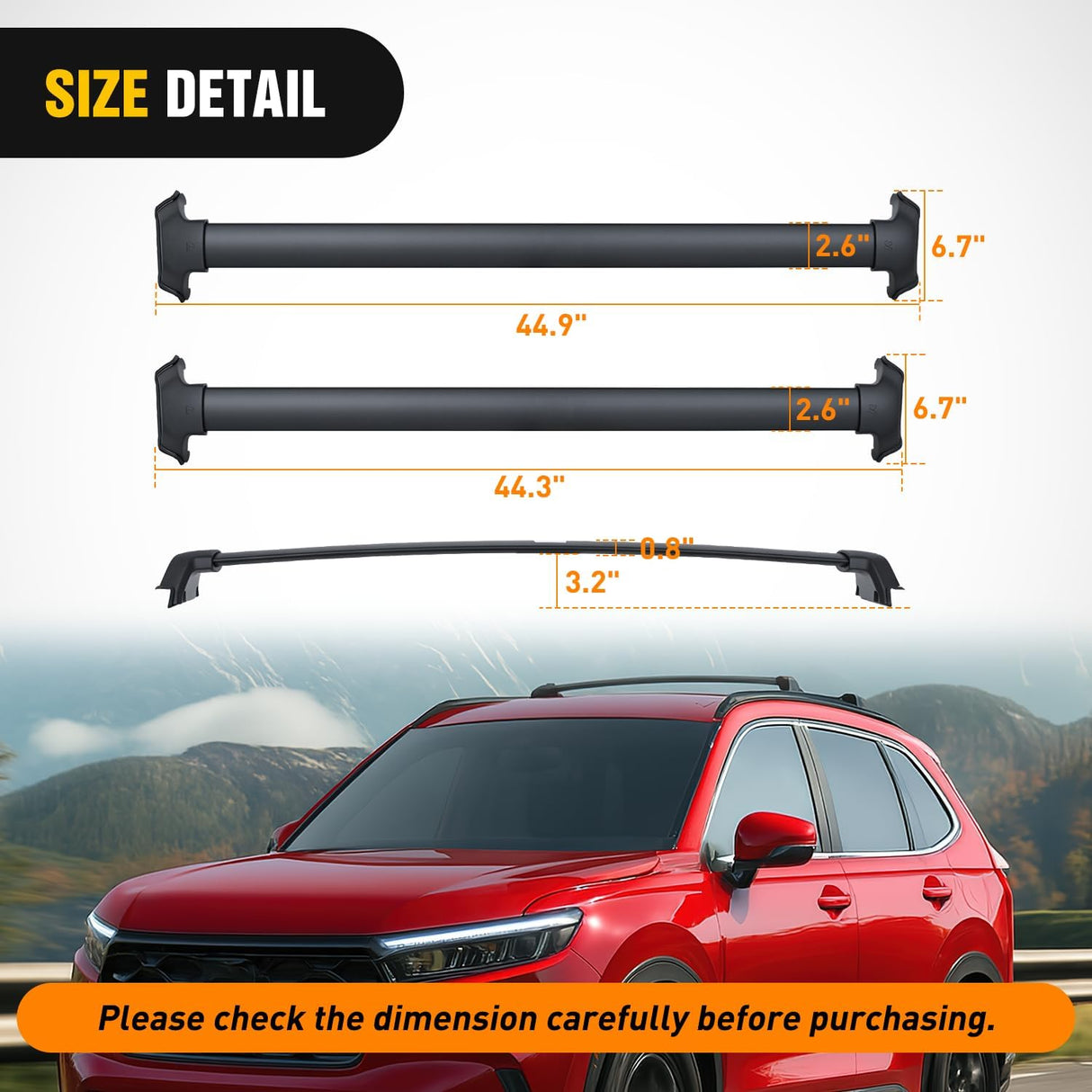 Roof Rack Cross Bars Compatible with Honda CR-V & Hybrid 2023 2024 2025 with Factory Side Rails,Adjustable Aluminum Less Wind Noise Car Crossbars for Cargo Carrier Luggage Kayak Tent Snowboard