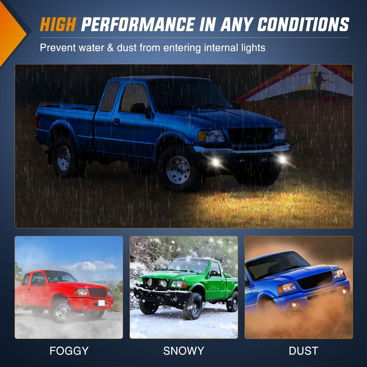 Fog Lights Assembly Compatible with 2001 2002 2003 Ford Ranger w/H10 12V 42W Bulbs Clear Lens Driver and Passenger Side