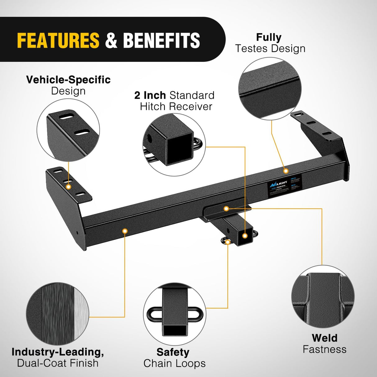 Class 3 Trailer Hitch 2 Inch Receiver Tow Hitch Compatible with Suzuki Equator 2009-2012, Nissan Frontier 2005-2026, Multi-Fit Hitch for Ball Mount Cargo Carrier Bike Rack, Black Powder Coated