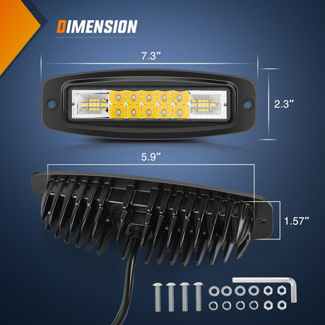 6Inch 60W Upgraded Flush Mount Spot/Flood LED Work Lights (Pair) Nilight
