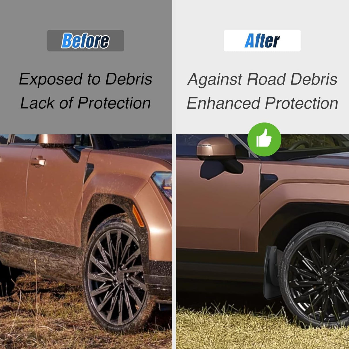 Fender Mud Flaps for Hyundai Santa Fe 2024 2025, No Drilling Precision Fit Exterior Accessories Heavy-Duty Splash Guards Protection, Front & Rear Set