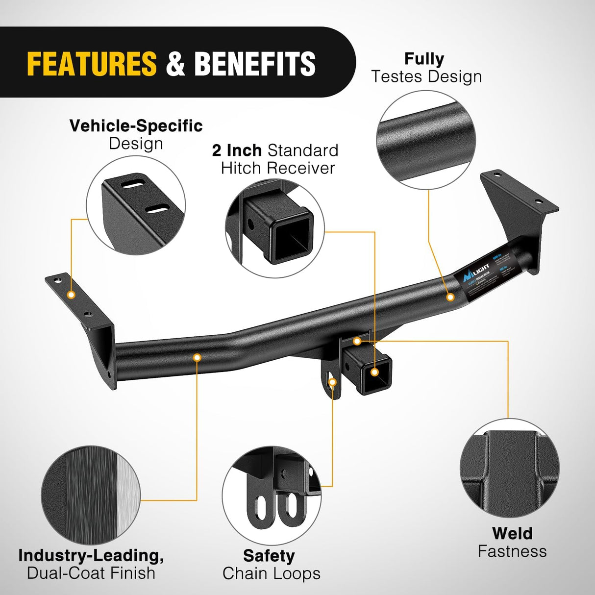 Class 3 Trailer Hitch 2 Inch Receiver Tow Hitch Compatible with Chevrolet Colorado/GMC Canyon 2015 2016 2017 2018 2019 2020 2021 2022 Black Powder Coated