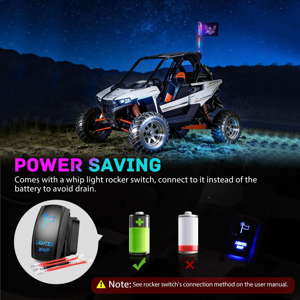 COB RGB LED Whip Light 1PC 4FT Spiral Lighted Antenna Whips | Bluetooth APP and Remote Control with DIY Chasing Patterns Music Sync and Spring Base for ATV UTV RZR Can Am and Truck