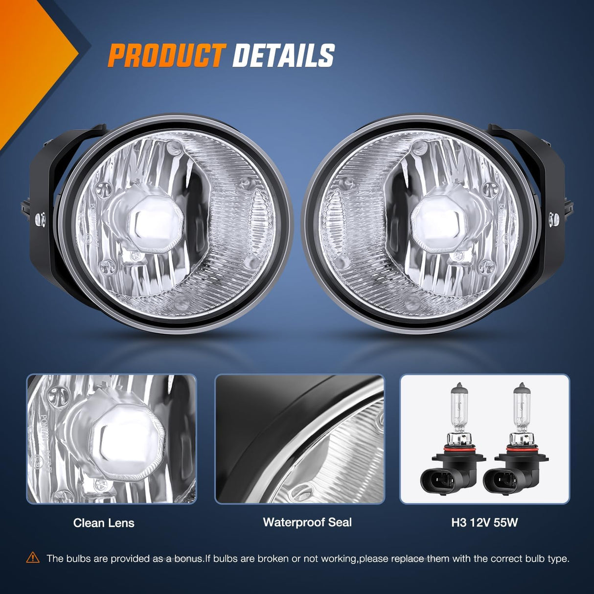 2000 2001 Nissan Maxima 2000-2003 Sentra Frontier 2002-2004 Xterra Fog Light Assembly Clear Lens Nilight