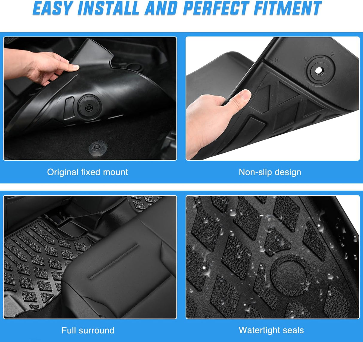 TPE Floor Mats for Volvo VNL 300 430 630 670 730 780 2004-2018 Volvo VT Models 2006-2010 All Weather Custom Fit Heavy Duty Floor Liners