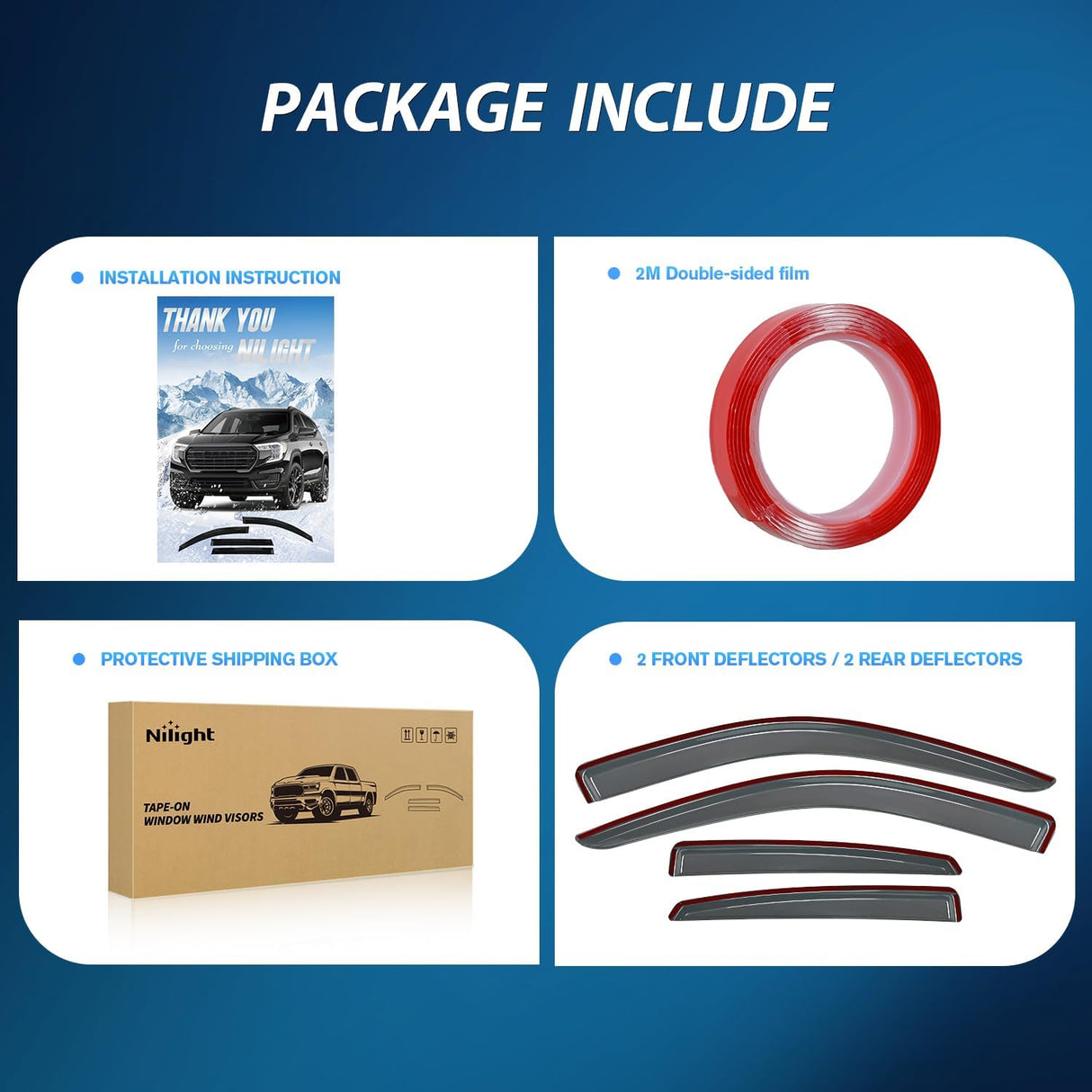 Tape-On Rain Guards for Honda Civic Sedan 2022-2026, 4PCS | Not for Hatchback, Side Window Visors for Fresh Air Circulation, Civic Sedan 2022 2023 2024 2025 2026, Smoke Tinted