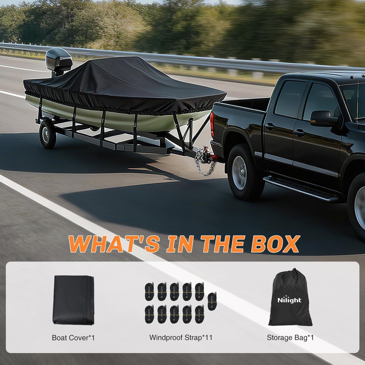 800D Heavy Duty Boat Cover 14ft-16ft | Fits boats with beam width up to 68in (Narrow Jon Boats & Fishing Boats), Marine Grade All-Weather proof Trailerable Cover