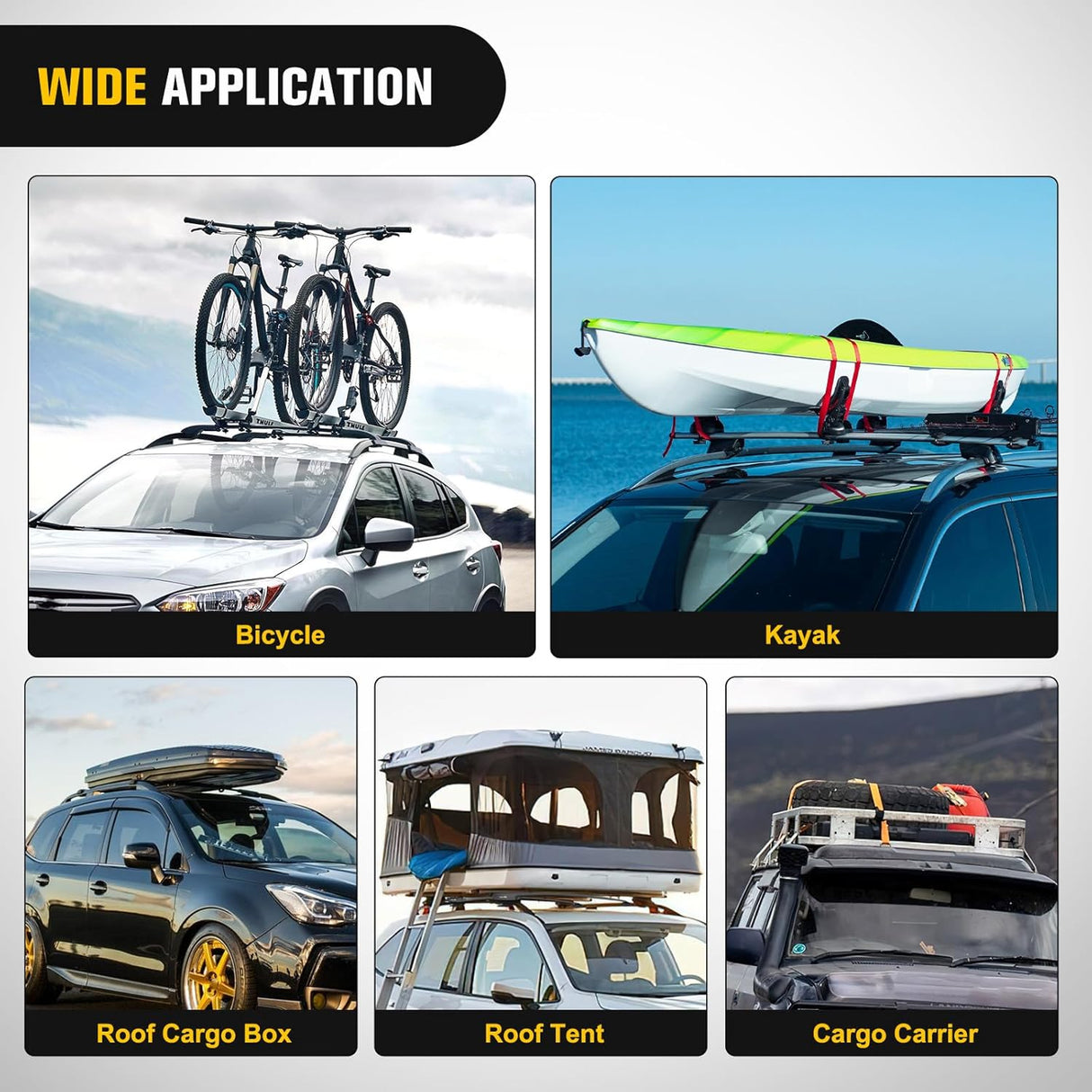 Roof Rack Cross Bars Fit for Ford Escape KUGA 2013 2014 2015 2016 2017 2018 2019 with Side Rails, Adjustable Aluminum Car Crossbars for Cargo Carrier Luggage Bike Kayak Rooftop Tent Snowboard