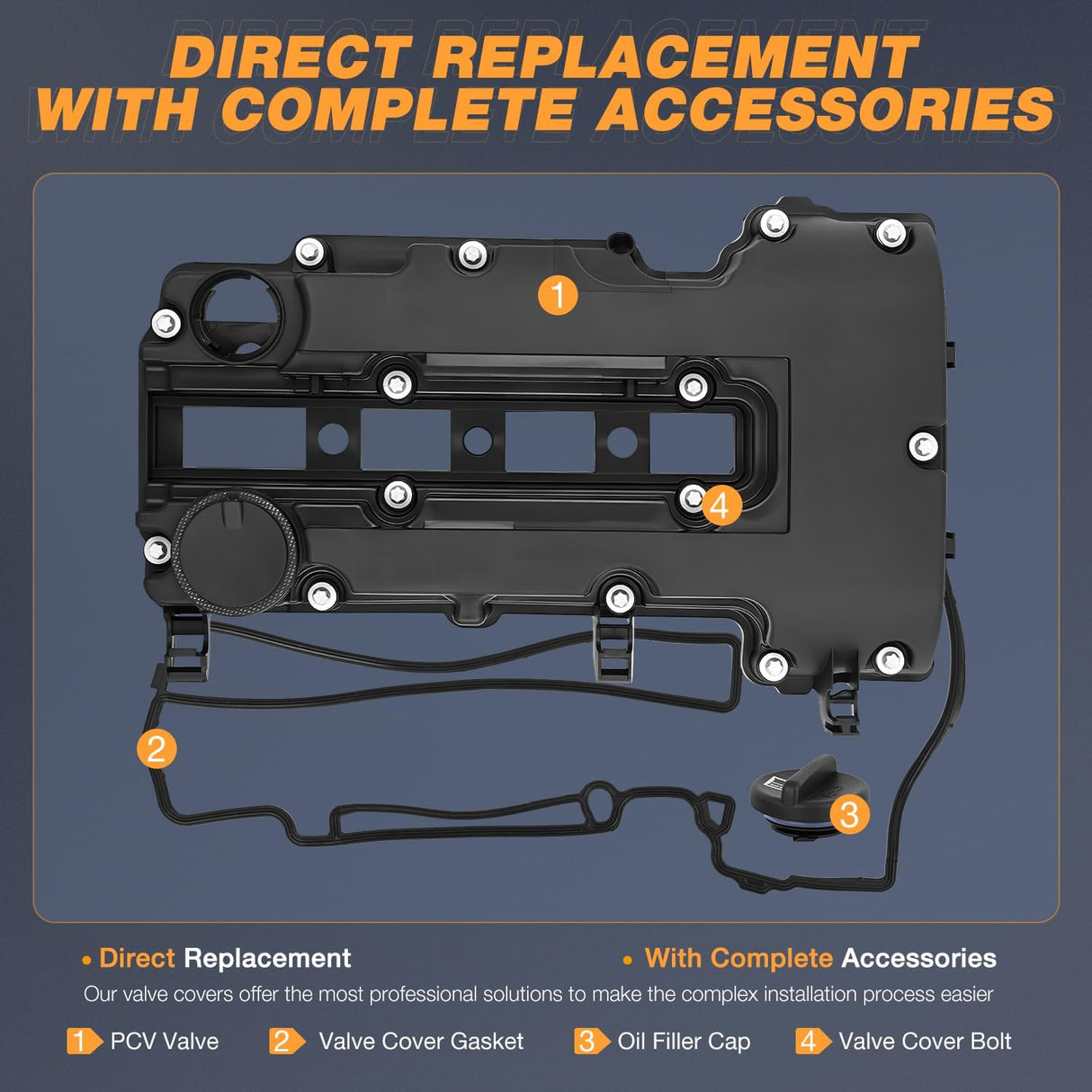 Engine Valve Cover for Cadillac ELR 2014 2015 2016, Buick Encore & chevy Trax 2013-2016 2017 2018 2019, for Chevy Cruze 2011-2019, Cruze Limited 2016, Sonic 2012-2019 (Bolts Included)