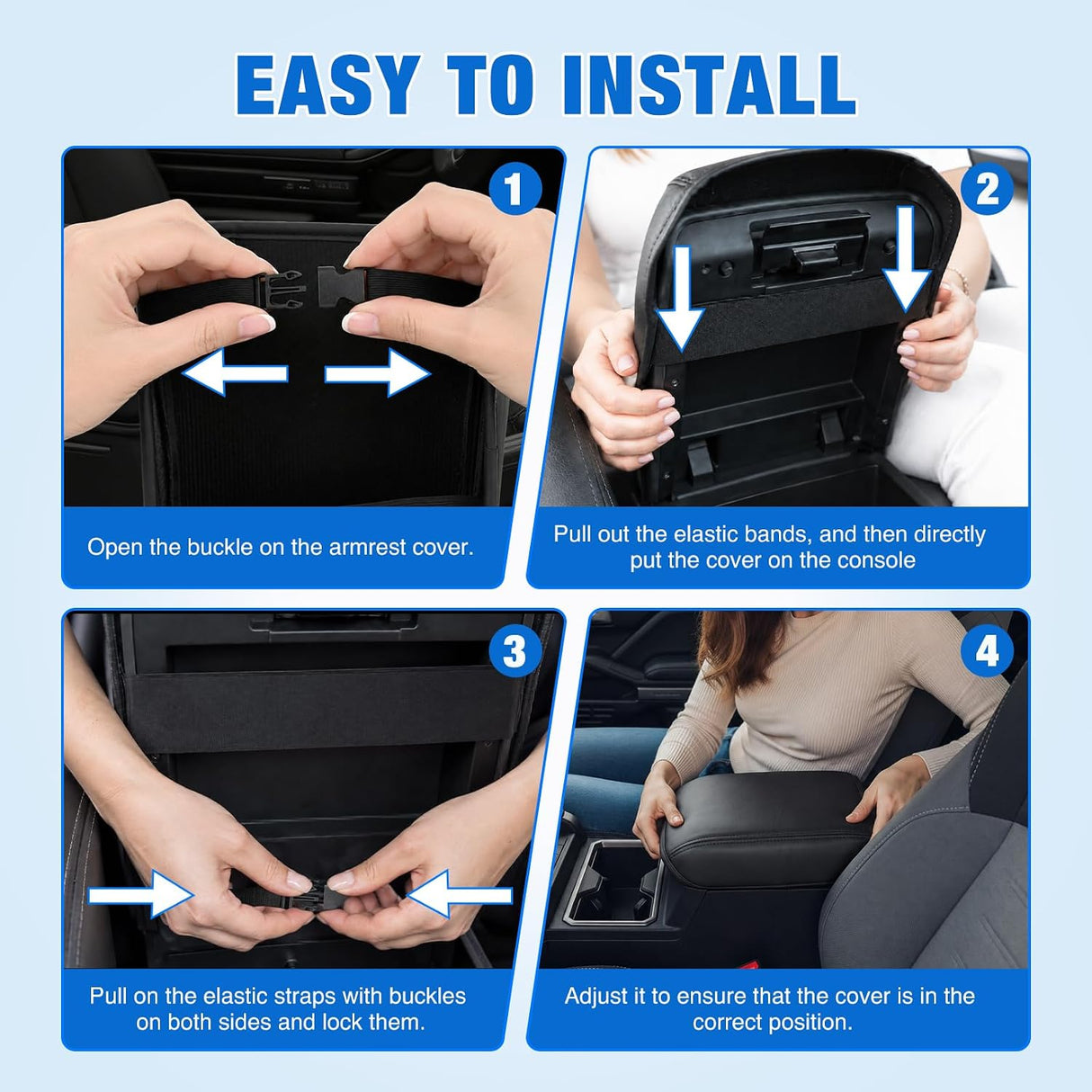 Center Console Cover Fit for Toyota Tacoma 2024 2025 2026 Armrest | Nappa Leather Armrest Cover for Toyota Accessories Waterproof Middle Console Cushion Anti-Scratch Car Arm Rest Box Pad, Black