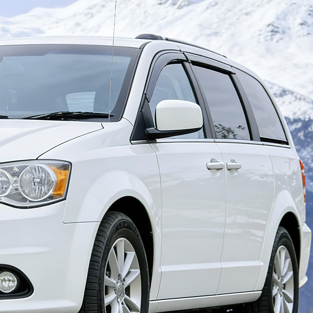 Window Visors for Dodge Grand Caravan 2008-2020 Outside Mount | For Chrysler Town & Country 2008-2016, VW Routan 2009-2012, Tape-On Rain Guards Vent Visors Smoke Tint, 4PCS