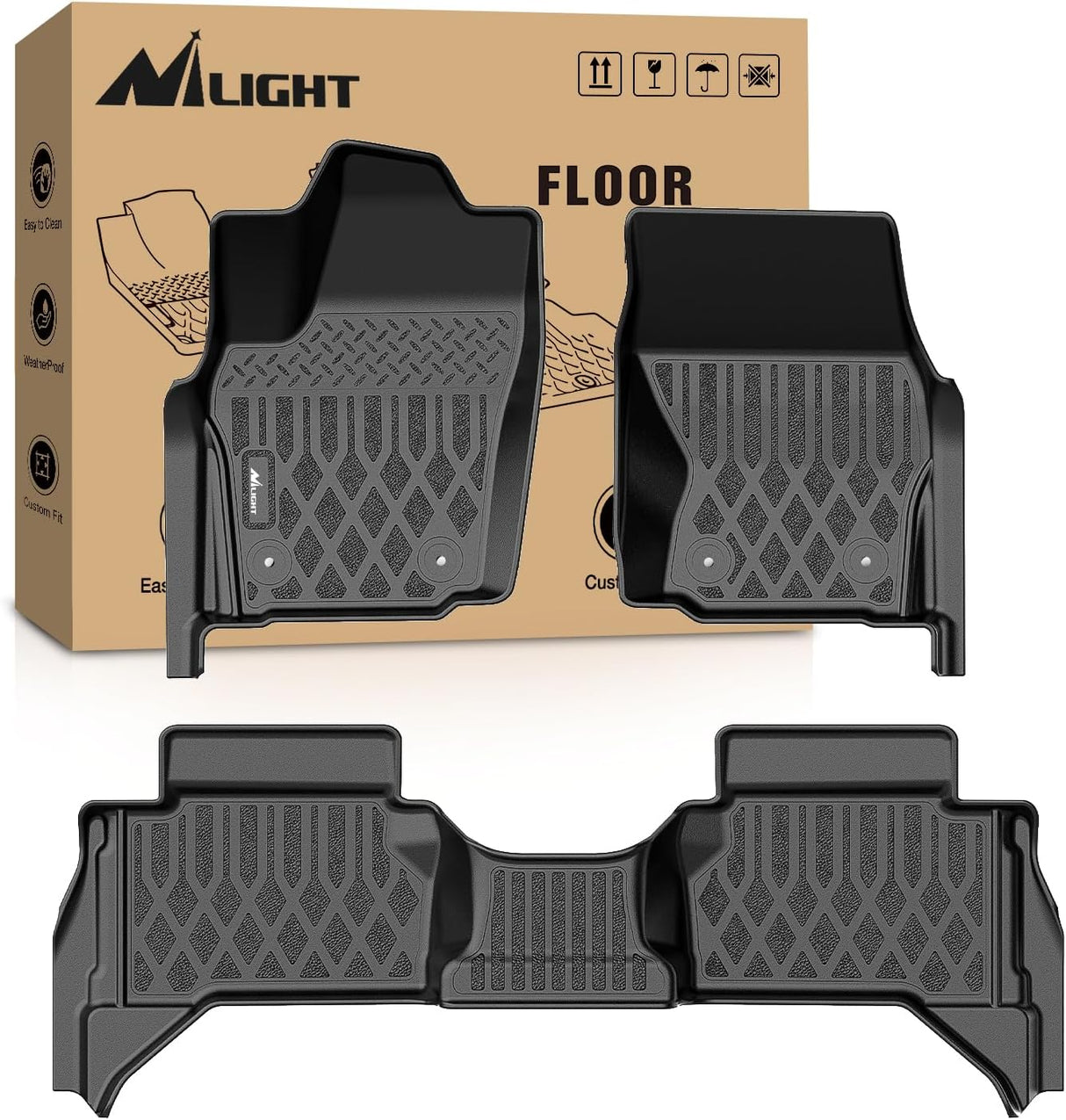 TPE Floor Mats for Toyota Tacoma 2024 2025 2026 Double Cab (Not for Hybrid) All Weather Custom Fit Heavy Duty Floor Liners
