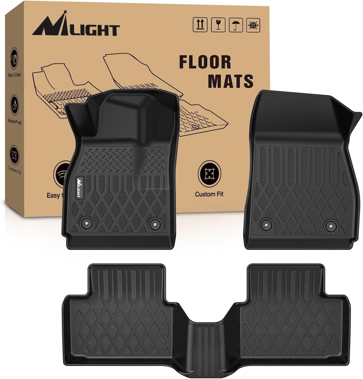 TPE Floor Mats for Chevy Malibu 2013 2014 2015, 2016 Chevrolet Malibu Limited Only, All Weather Custom Fit Heavy Duty Floor Liners