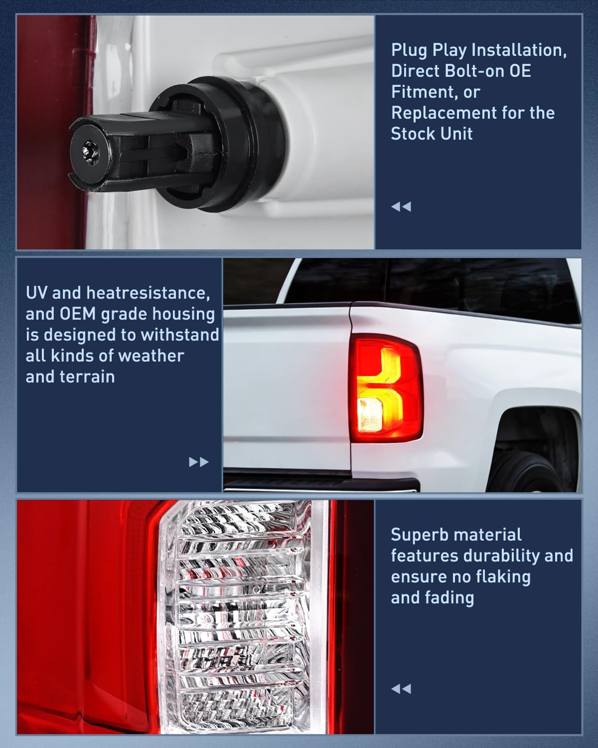 Taillight Assembly for 2016 2017 2018 Chevy Silverado 1500 | High Country Custom LS LT LTZ SSV WT LED Models Tail Light OE Style Rear Lamp Replacement Passenger Side