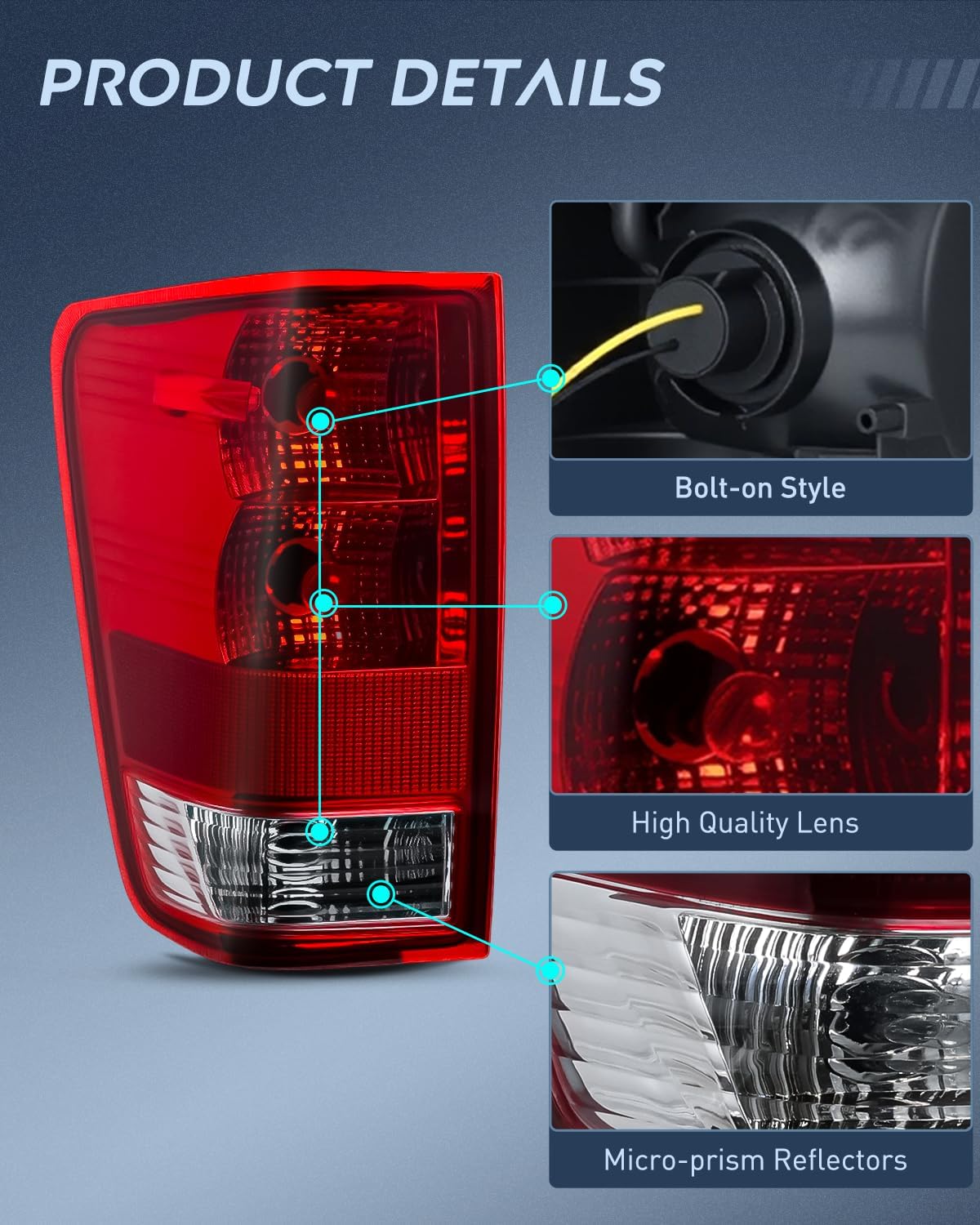 Taillight Assembly Compatible with 2004-2015 Nissan Titan Red Lens | Tail Light OE Style Rear Lamp Replacement Driver Side