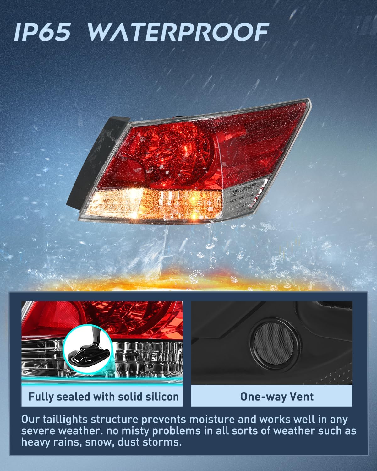 Taillight Assembly Compatible with 2008 2009 2010 2011 2012 Honda Accord Sedan Tail Lights Rear Lamp Replacement OE Style Passenger Side w/Bulbs