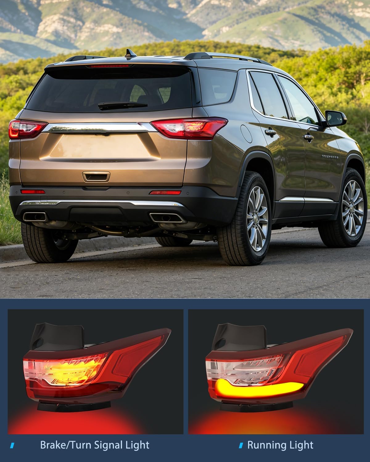 Taillight Assembly for 2018 2019 2020 2021 Chevy Traverse | LED Outer Tail Light OE Style Rear Lamp Replacement Driver and Passenger Side