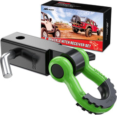 2 Inch Shackle Hitch Receiver 3/4 Inch D Ring Kit Green