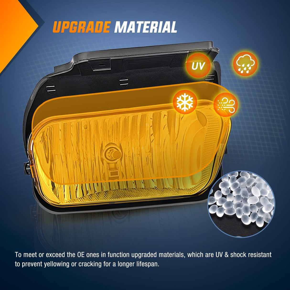 2002-2007 Chevy Silverado 1500 2500 3500 2002-2006 Avalanche Fog Light Assembly Body Cladding H10 Halogen Bulbs Amber Lens Nilight