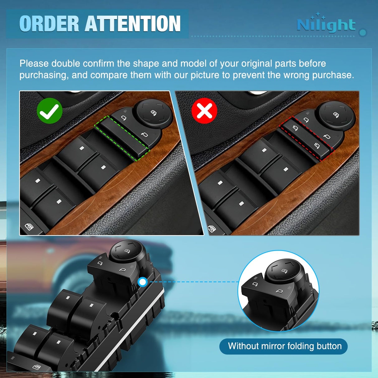 Power Window Switch for 2007-2013 Chevrolet Avalanche/GMC Sierra | for 2008 2009 2010 2011 2012 2013 2014 2015 2016 2017 2018 Chevrolet Silverado 11-14 GMC Yukon 15093439 20835552 1S15733