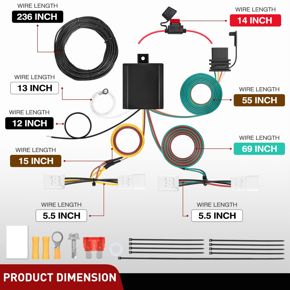 4 Pin Trailer Wiring Harness Kit 56165 Vehicle Standard 4 Way Connector Custom for 2006 2007 2008 2009 2010 2011 2012 Toyota RAV4 Simple Fit Tow Hitch Accessories