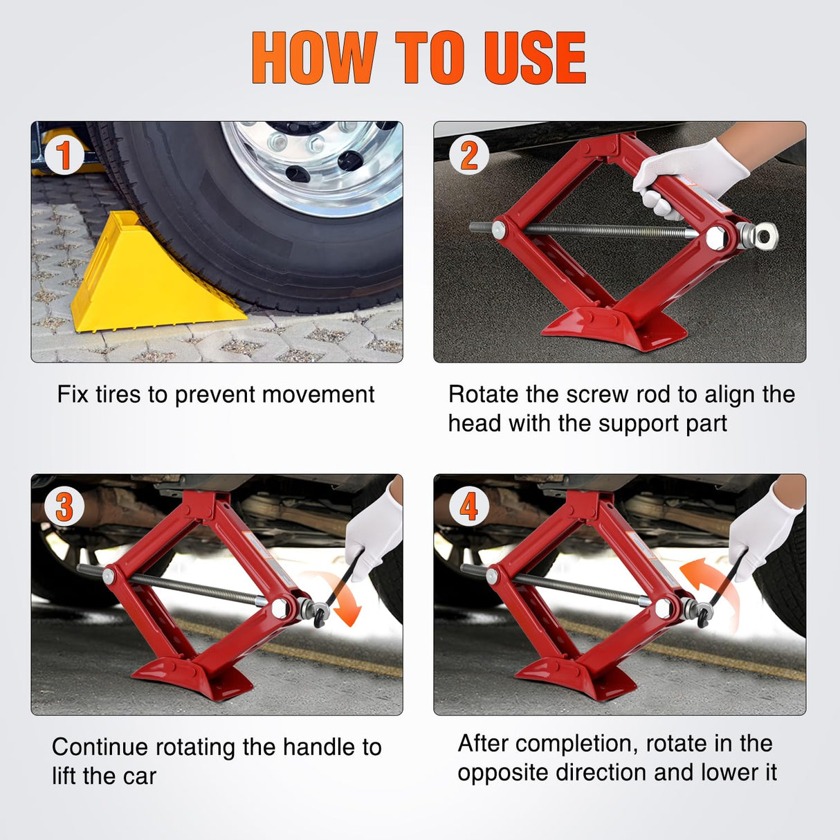 Scissor Jack for Car 1.5 Ton (3307 lbs), Heavy Duty Steel Scissor Lift Jack Car Kit with Crank Handle for Sedan SUV MPV Tire Changing, 3.18 Inch-13.6 Inch Lifting Range Portable Small Jack, Red