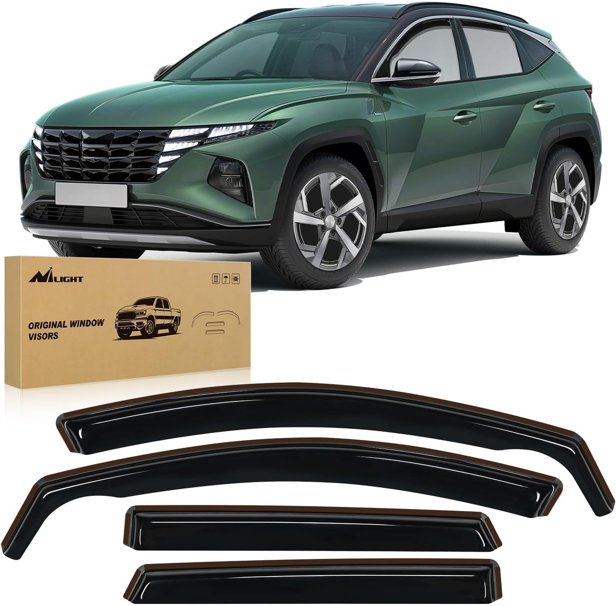 in-Channel Rain Guards for Hyundai Tucson 2022 2023 2024 2025 2026, Vent Window Visors, Original Window Deflectors-4PCS