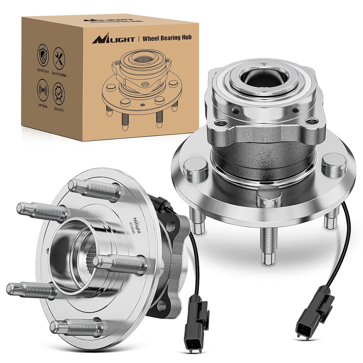 Rear Wheel Bearing and Hub Assembly for Chevy Equinox 2010 2011 2012 2013 2014 2015 2016, GMC Terrain 2010–2016, 5 Lug W/ABS 512440-2pack