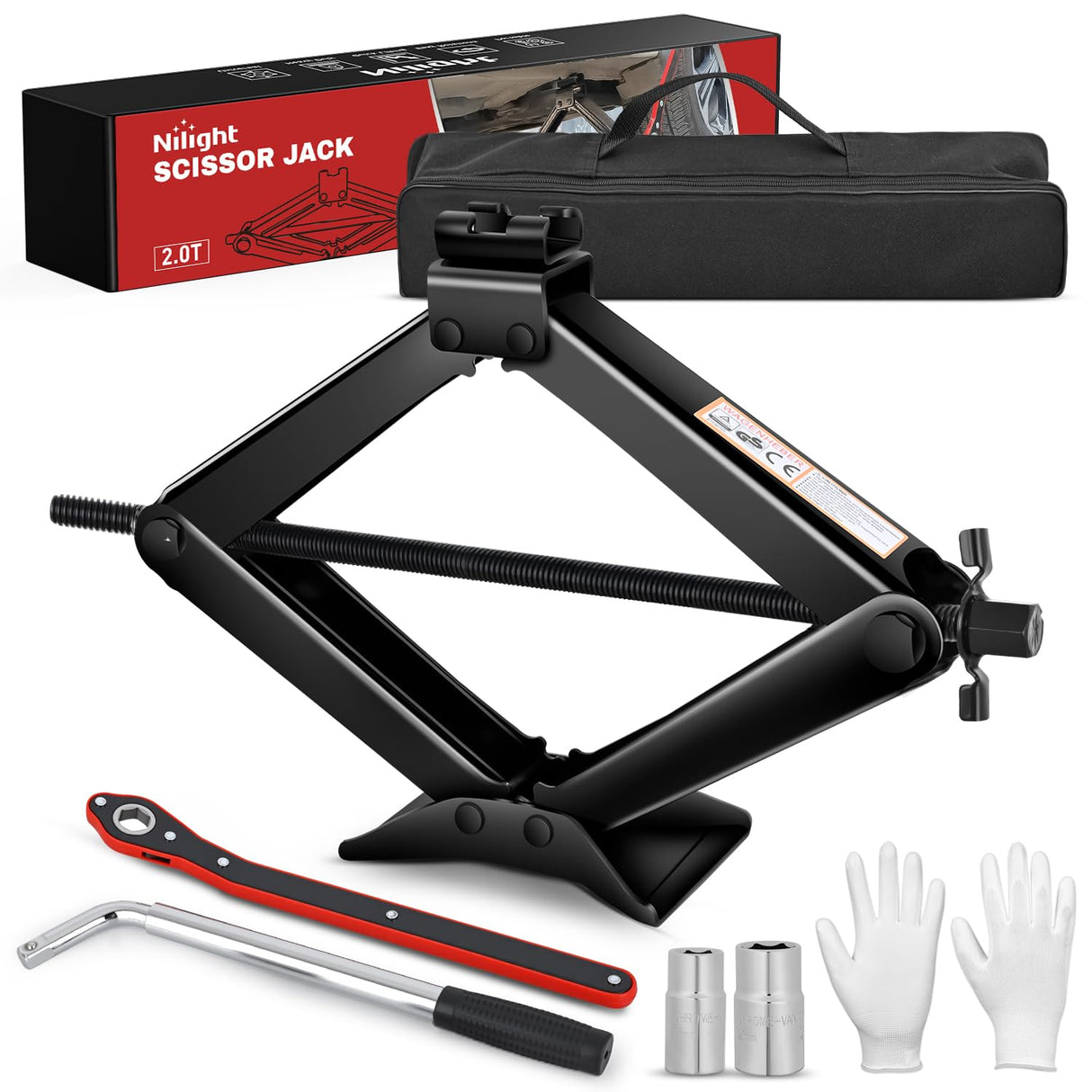 Scissor Jack Kit for Car 2 Ton(4409 lbs), Heavy Duty Portable Steel Scissor Lift Jack Car Tire Changing Kit with Ratchet & Lug Wrench for Sedan SUV MPV, 3.9 Inch-15.7 Inch Lifting Range, Black