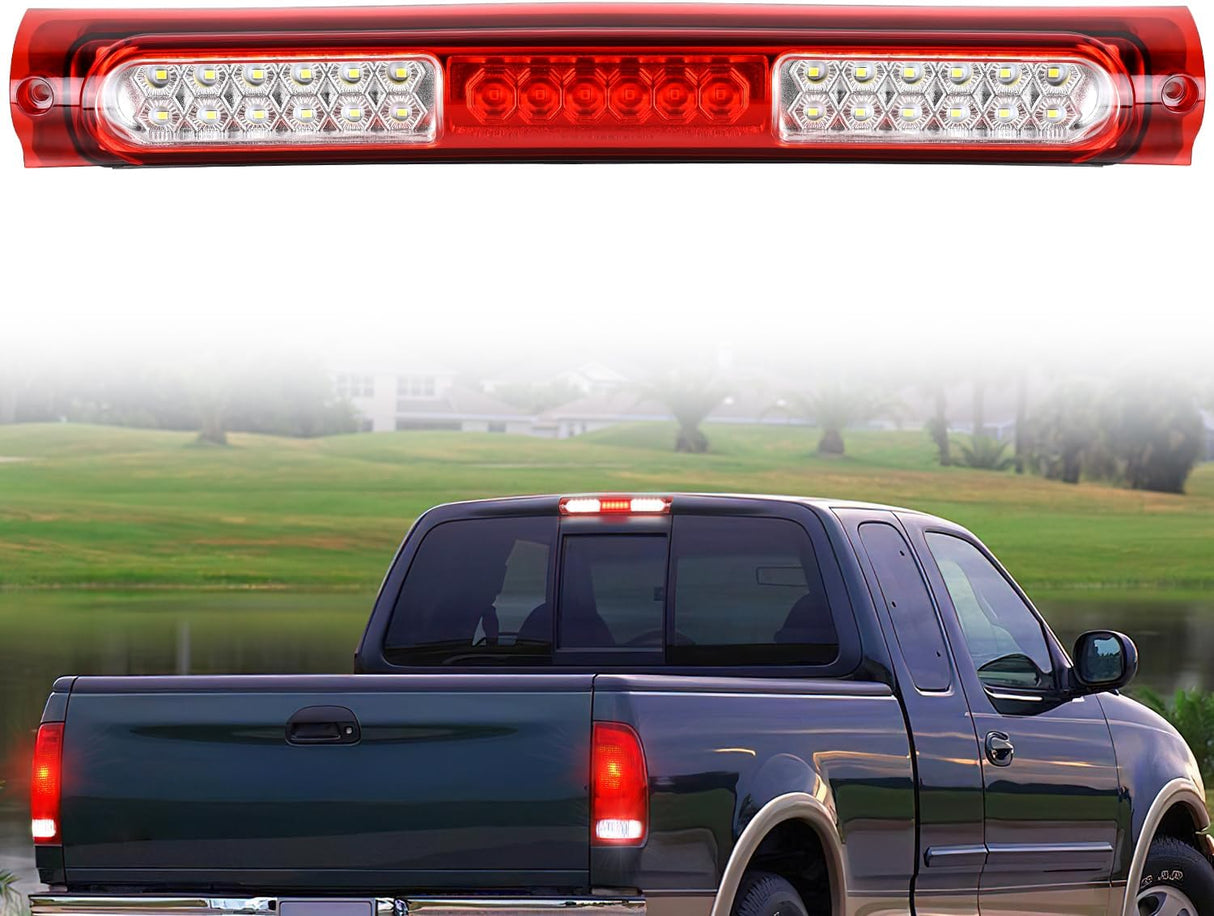 Third Brake Light Tail High Mount 3rd Stop Cargo Reverse Lights Red Lens Compatible with Ford F150 1997 1998 1999 2000 2001 2002 2003 F-150 Heritage 2004 Pickup Truck Rear Cab Lamp