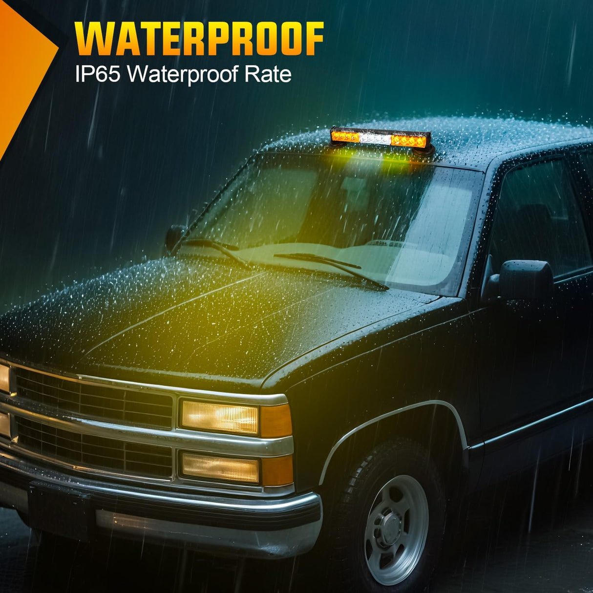 12LED Wireless Emergency Strobe Light Amber White 14 Inch Magnetic Mount Mini Light Bar 12V Rooftop Powered Hazard Warning Flashing Lights for Car Truck Trailer Snow Plow Construction Vehicles