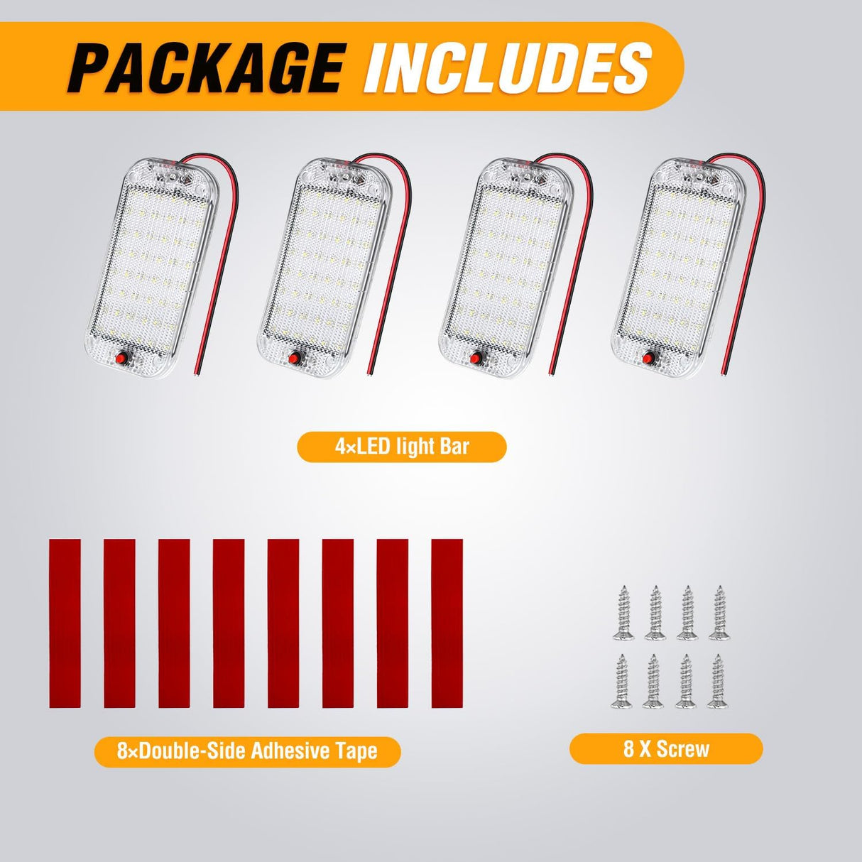 LED Dome Light 8PCS 6 Inch Interior Light White | 48 LEDs 800LM Output with On Off Switch and 12V-85V Compatibility for RV Enclosed Cargo Trailer Truck Boat and Van