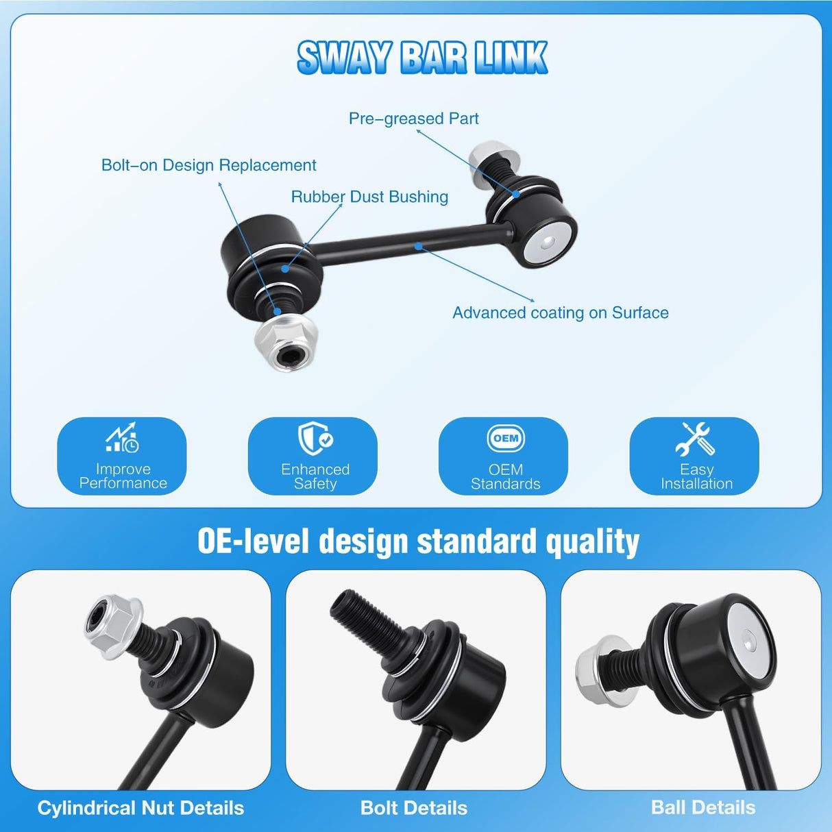 K750049 Front Sway Bar Links for Subaru Forester 2003-2013 | for 2003 2004 2005 2006 2007 2008 2009 2010 2011 2012 2013 Forester 2008-2015 Impreza Driver and Passenger Side Link Kit