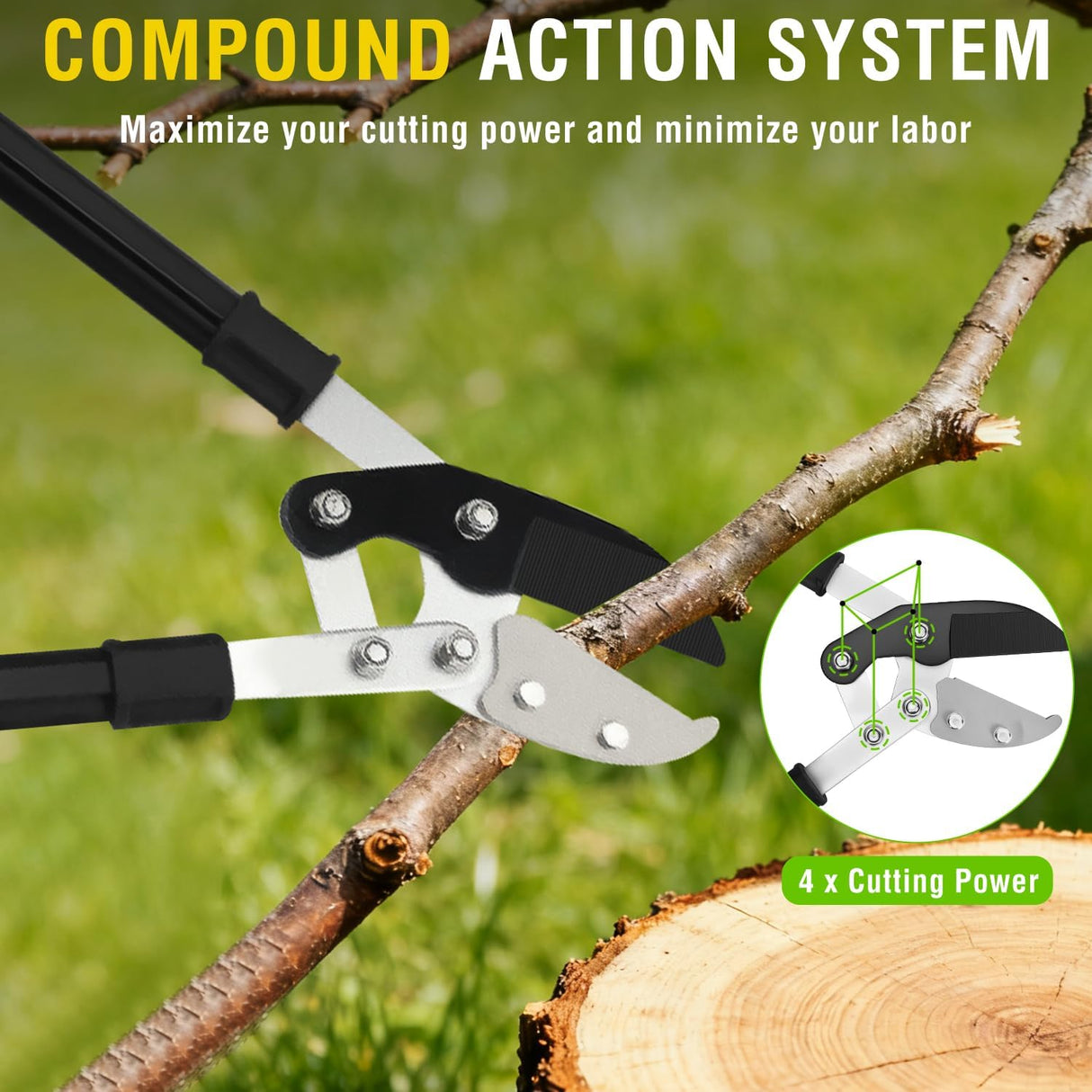 29.5 Inch Loppers Heavy Duty Tree Trimmer Sharp Anvil Blade Bypass Loppers up to 1.6 Inch Dia Cut Capacity Compound Action System Limb Branch Cutter Ideal for Tree Trimming Garden Maintenance