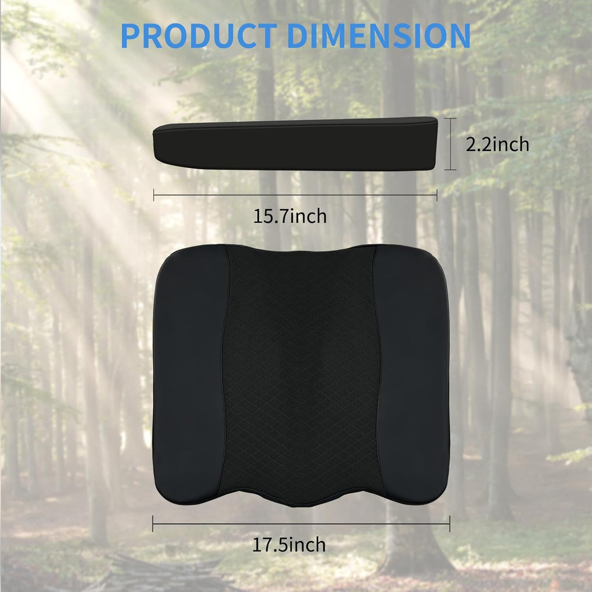 Car Seat Cushion Black Leather Breathable Mesh Splicing Cushion Memory Foam Suitable for Daily Life Driving Relieves Sciatica and Tialbone Pain Improves Drive Visibility