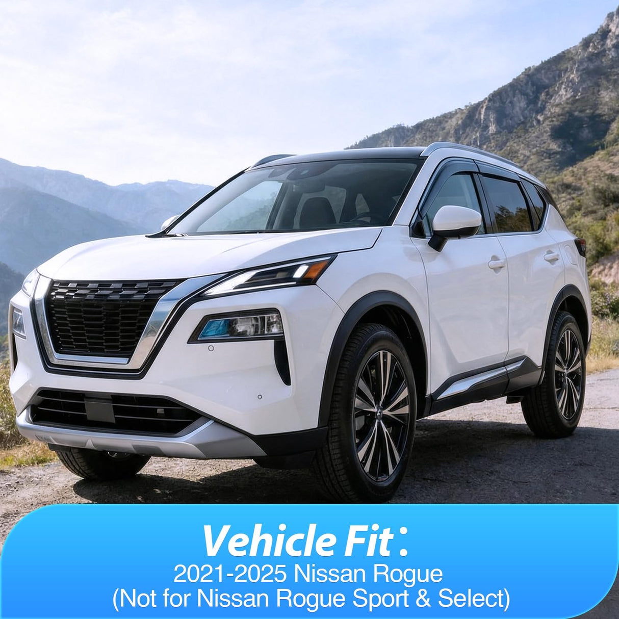 Window Visors for Nissan Rogue 2021 2022 2023 2024 2025 2026 | Tape-On Rain Guards Outside Mount Vent Visors Window Deflectors Smoke Tint, Not for Rogue Sport/Select-4PCS