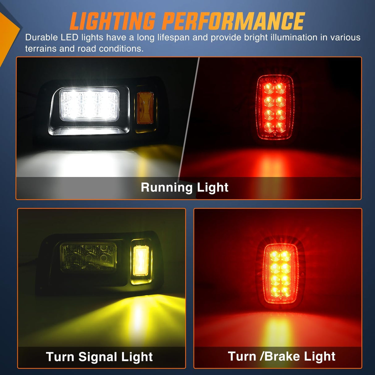 Golf Cart LED Headlight Tail Light Kit with Stop Brake Turn Signals Running Lights Horn 12V for 1993-Up Club Car DS Electric Carts