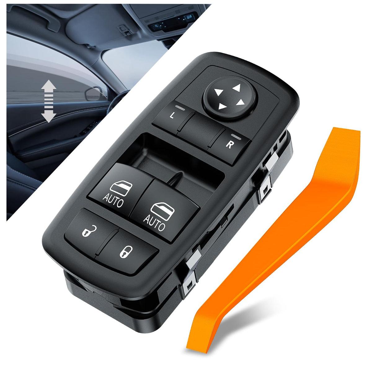 Driver Power Window Switch for 2015-2021 Dodge Challenger w/Tool | for 2015 2016 2017 2018 2019 2020 2021 Dodge Challenger 68183752AB 68183752AC 68183752AD 68183752AE 68183752AF 68320752AB