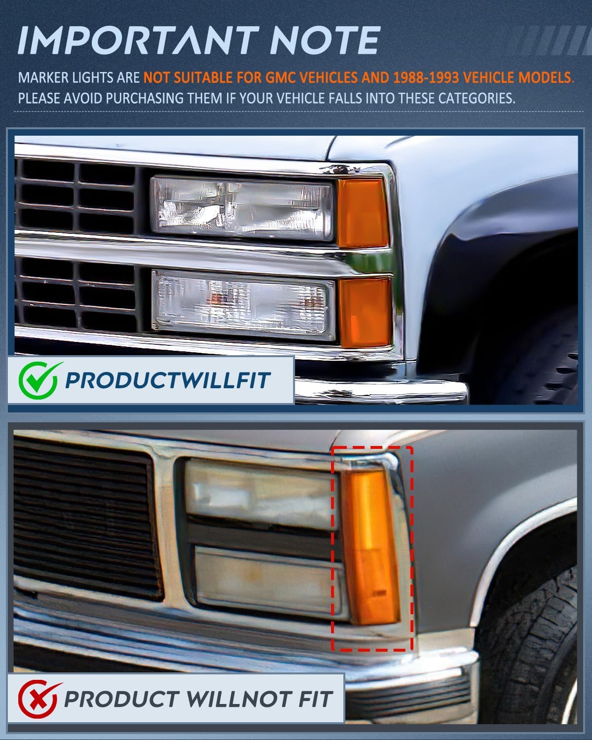 Headlight and Taillight Assembly Combo Compatible with 1994 1995 1996 1997 1998 Chevy Silverado Tahoe Suburban C10 C/K 1500 2500 3500 Tail Light Chrome Housing Amber Reflector Bumper Lamp