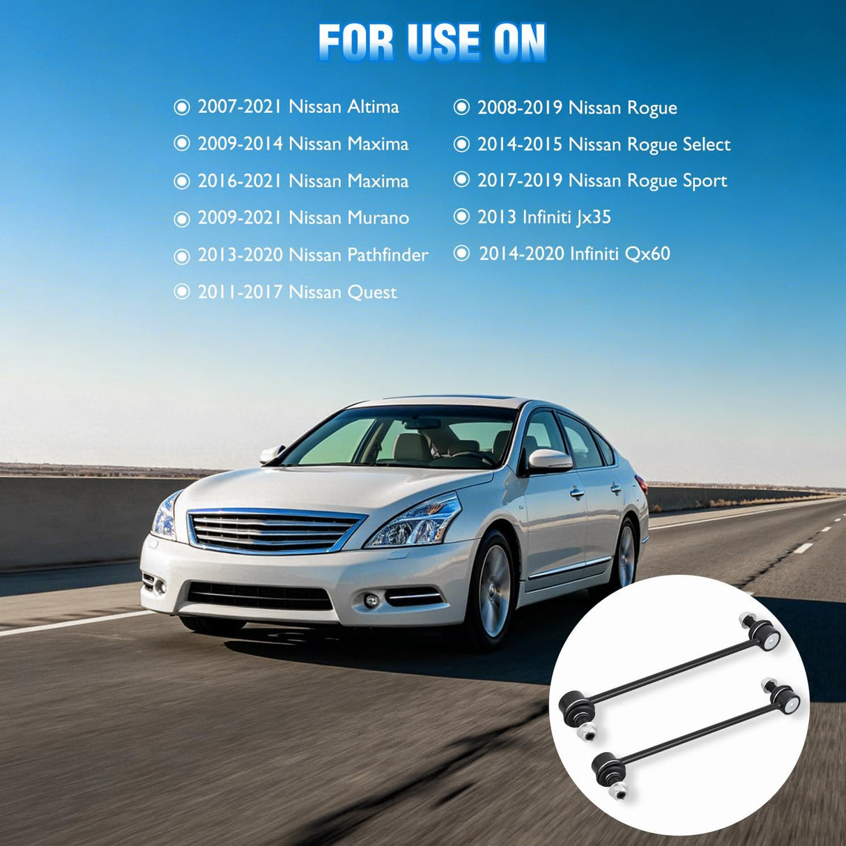 K750094 K750095 Front Sway Bar Links for Nissan Altima 2007-2021 | for 2007 2008 2009 2010 2011 2012 2013 2014 2015 2016 2017 2018 2019 2020 2021 Altima Driver and Passenger Side Link Kit