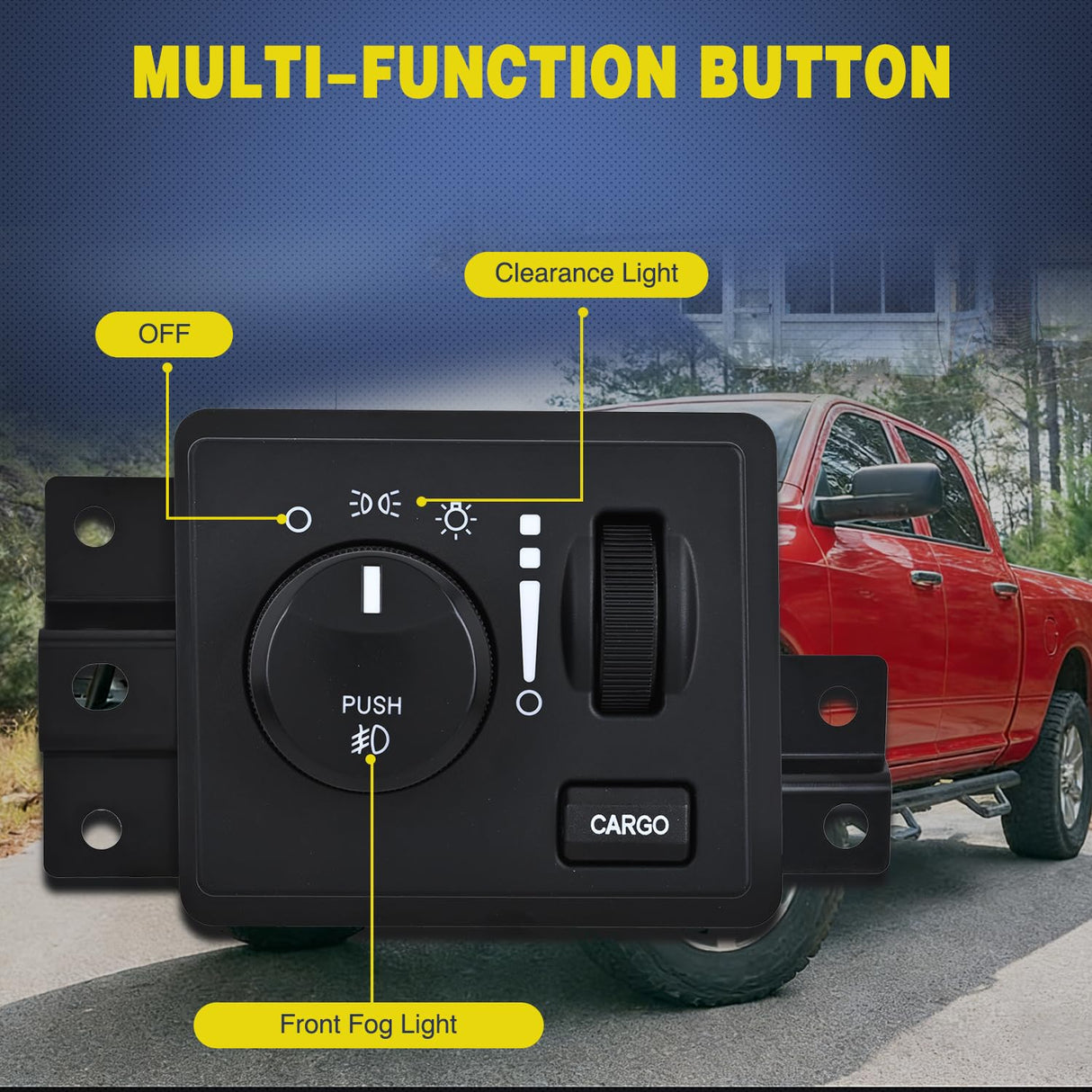 Headlight Dimmer Switch Compatible with 2006 2007 2008 2009 Dodge Ram 1500 2500 3500 2008-2010 Ram 4500 5500 2005-2011 Dakota 2007-2009 Durango 2006 Mitsubishi Raider w/Cargo Fog Light Switch