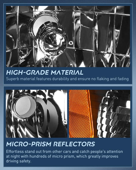 Headlight Assembly Headlight Assembly Compatible with 2001 2002 Toyota Corolla Replacement Headlamp Black Housing Amber Reflector Driver and Passenger Side