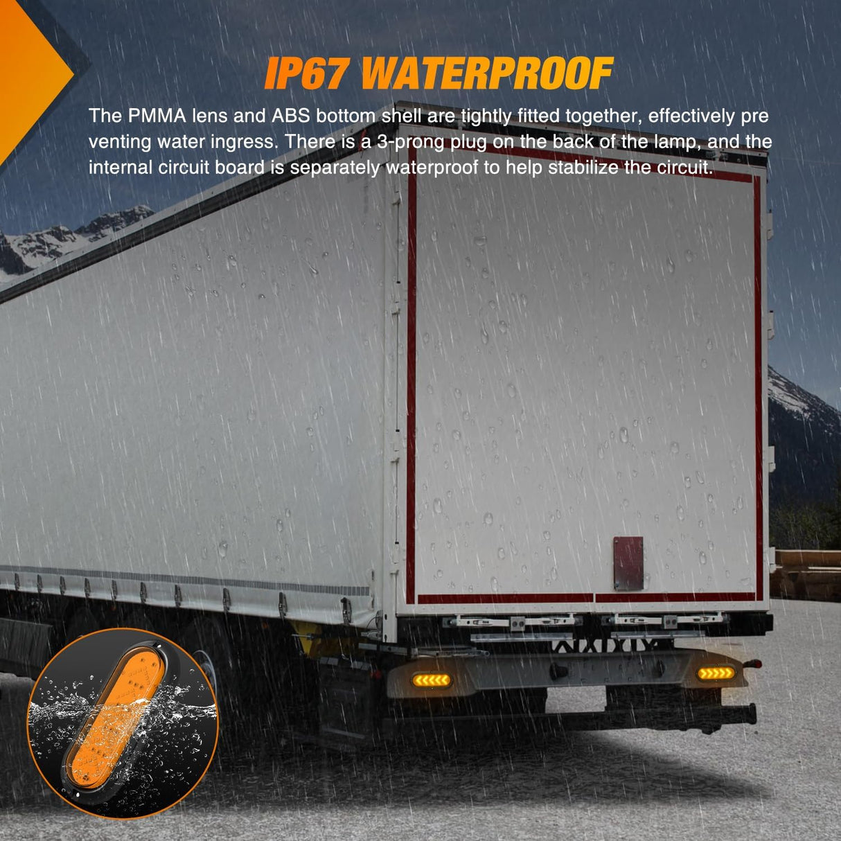 6Inch Oval Tail Light 2PCS 35LED Arrow Amber Running Turn Signals Lights Surface Mount Waterproof for 12V Caravan Truck RV Camper Trailer Bus
