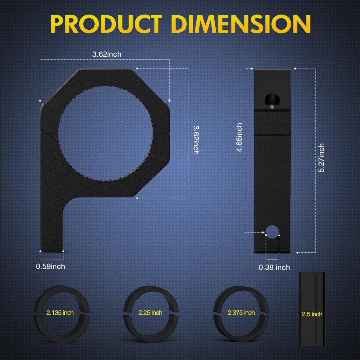 Horizontal Bar Tube Clamp Mount Bracket Kits 2.135in-2.25in-2.375in-2.5in (Pair) Nilight