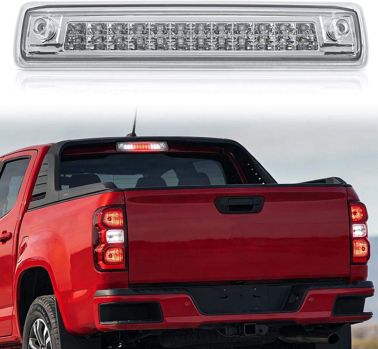 Third Brake Light Tail High Mount 3rd Stop Lights Clear Lens Compatible with Chevy Colorado and GMC Canyon 2015 2016 2017 2018 Van SUV Rear Center Cab Lamp