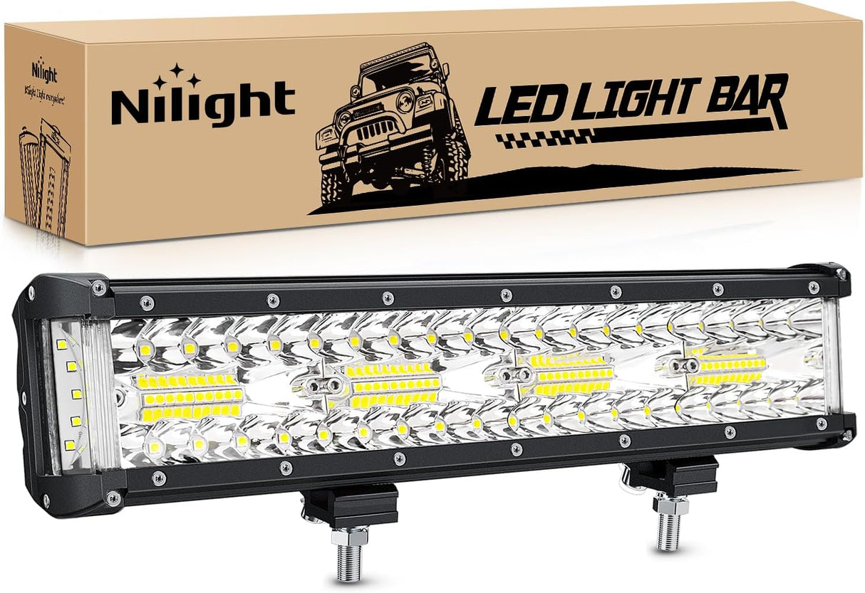 Side Shooter Light Bar 12Inch Triple Row Spot Flood Combo Work Off Road Lighting on Truck SUV ATV UTV