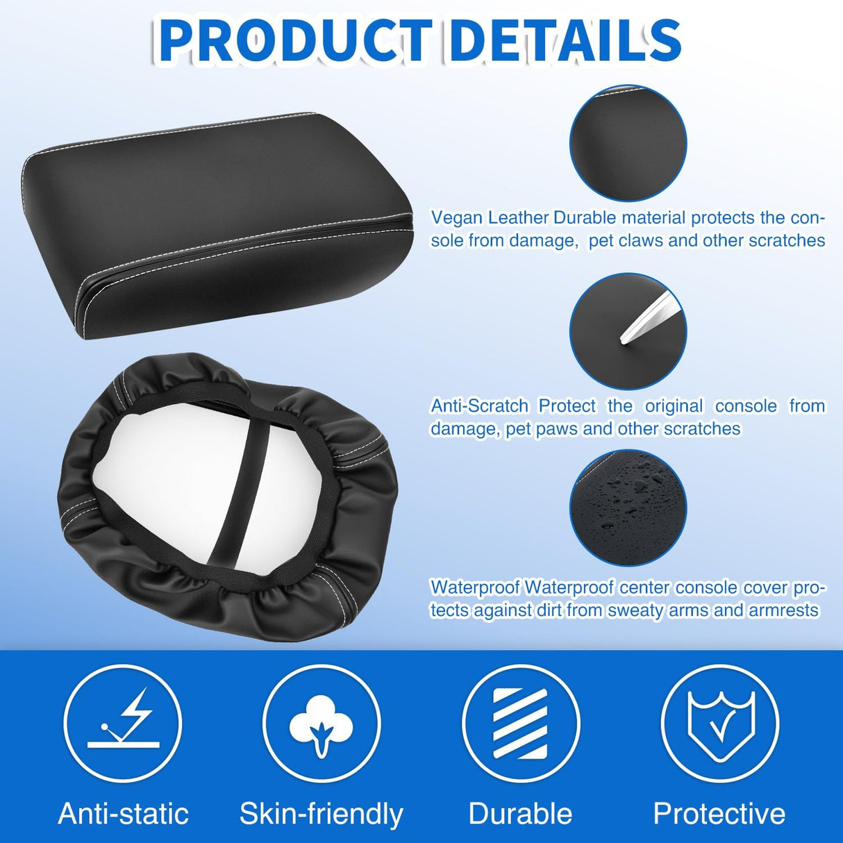 Center Console Cover Compatible with 2011-2019 Ford Explorer PVC Leather Armrest Cover for Car Middle Center Console Cushion Pad Waterproof Console Covers Car Armrest Box Cover Black
