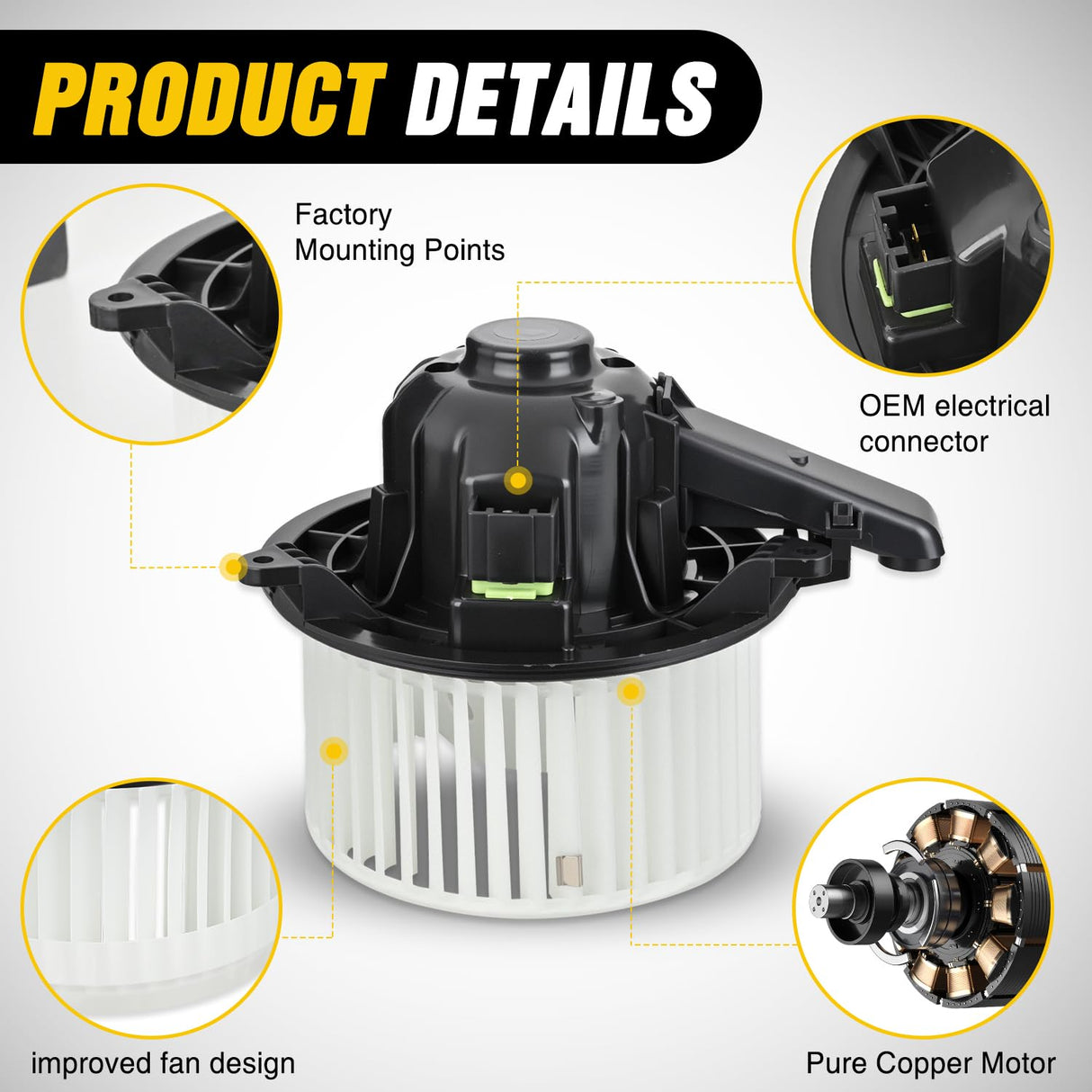 HVAC Heater Blower Motor with Fan for Ford & Lincoln - F-150 2009 2010 2011 2012 2013 2014, Expedition 2009-2017, Navigator 2009-2015 2016 2017
