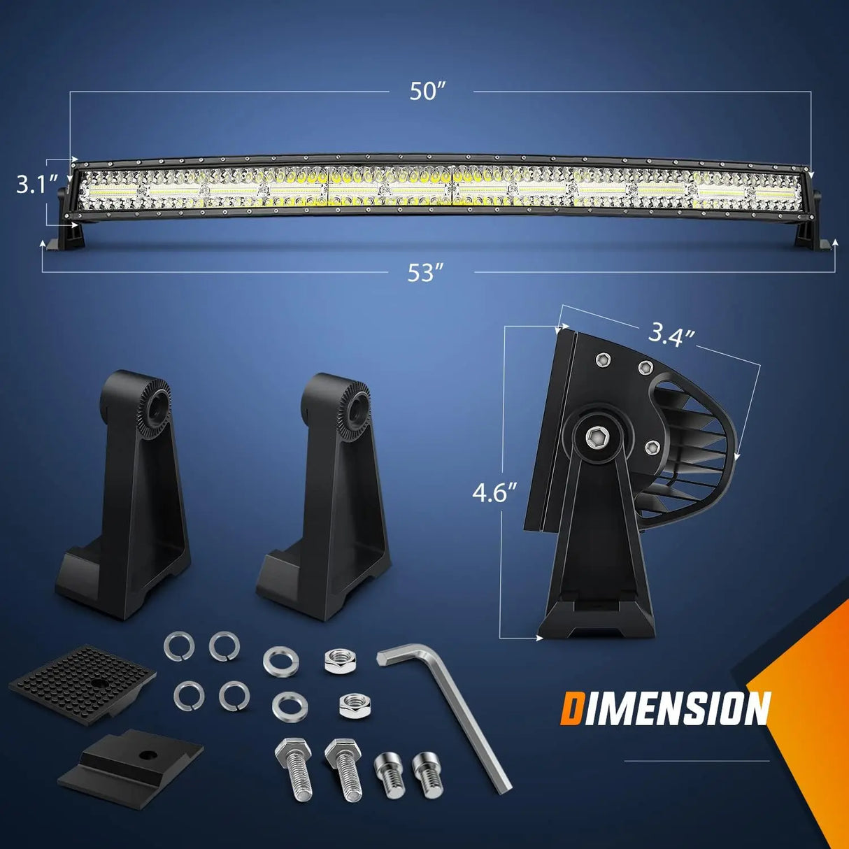 50" 384LED 13261LM Triple Row Curved Spot/Flood LED Light Bar Nilight