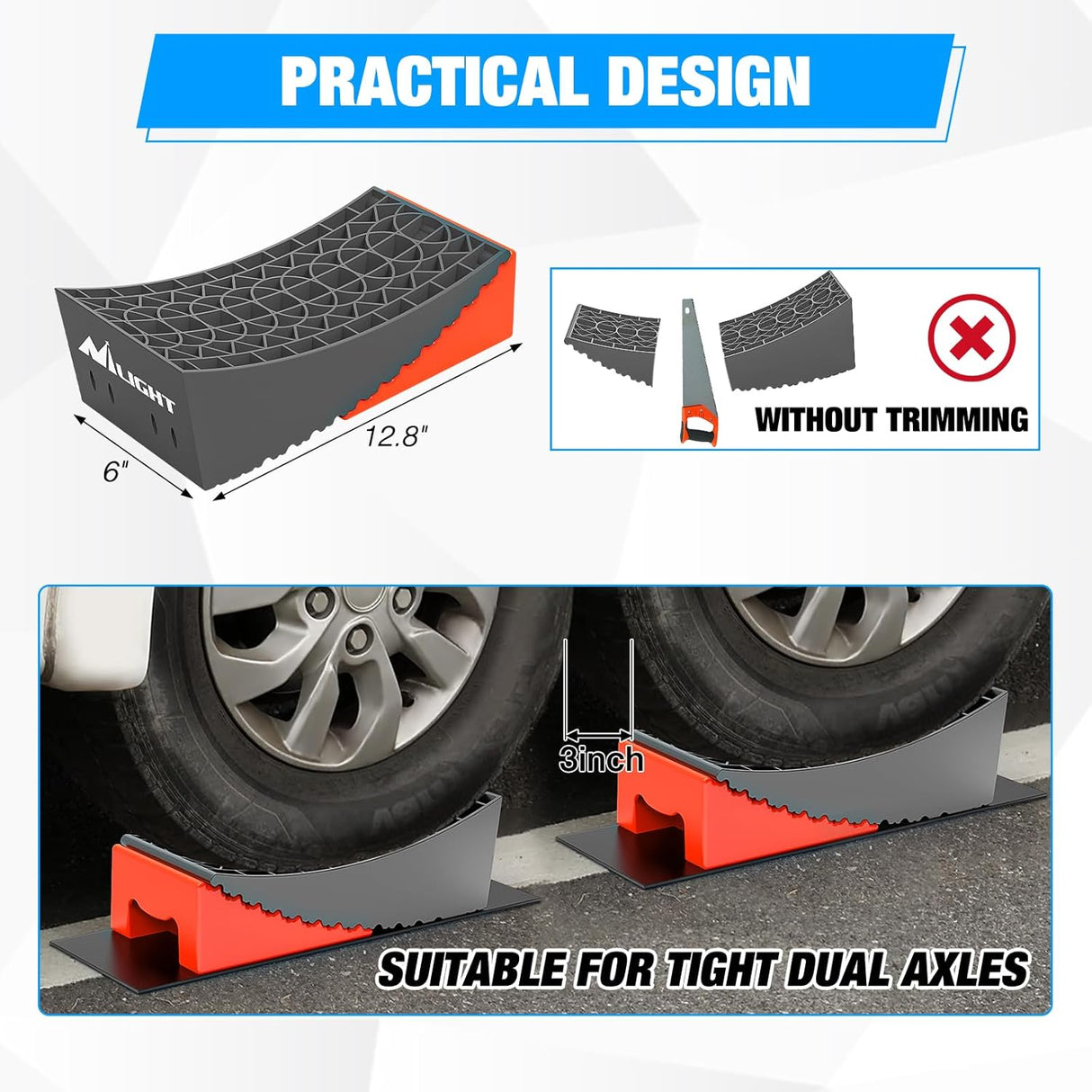 RV Leveler - 2 Pack Camper Leveling Blocks Ramp Support Dual Axles, Up to 35,000lbs, Fast RV Accessories Leveling System for Travel Trailer, Motorhome - Orange